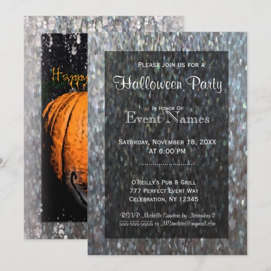 Halloween Party | Zwarte kat en pompoen Kaart (Voorkant / Achterkant)