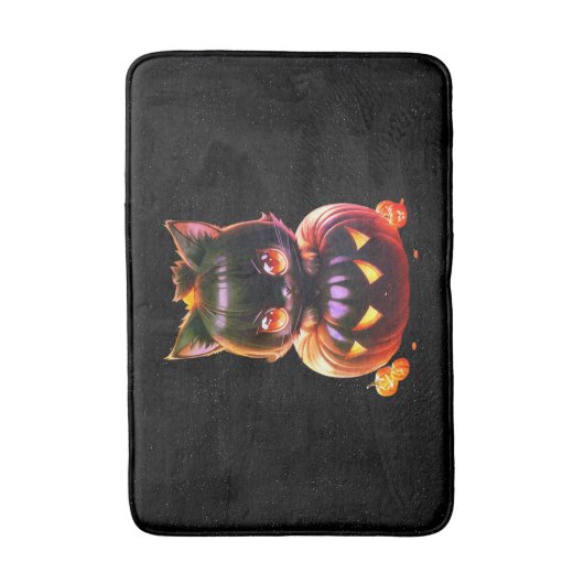 Halloween Party Zwarte Kat Pompoen Horror Eng Badmat (Voorkant Verticaal)