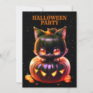 Halloween Party Zwarte Kat Pompoen Horror Eng Kaart
