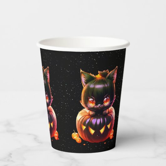 Halloween Party Zwarte Kat Pompoen Horror Eng Papieren Bekers (Achterkant)