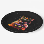 Halloween Party Zwarte Kat Pompoen Horror Eng Papieren Bordje (Gekanteld)