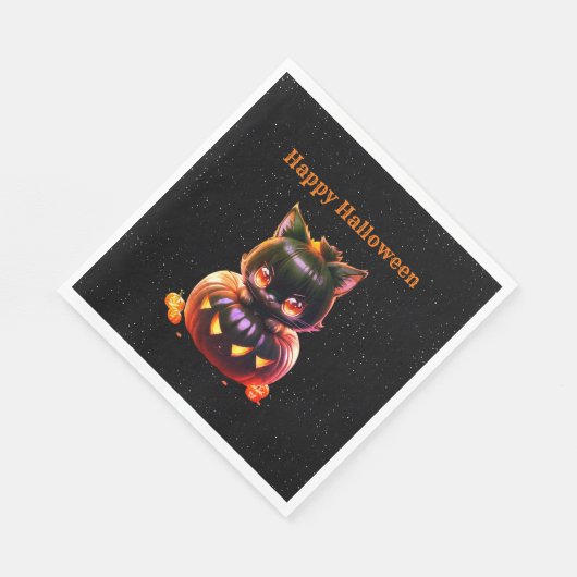 Halloween Party Zwarte Kat Pompoen Horror Eng Servet (Hoek)