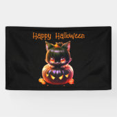 Halloween Party Zwarte Kat Pompoen Horror Eng Spandoek (Horizontaal)