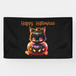 Halloween Party Zwarte Kat Pompoen Horror Eng Spandoek