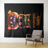 Halloween Party Zwarte Kat Pompoen Horror Eng Wandkleed (In Situ (horizontaal))