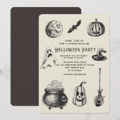 Halloween Party Zwarte Kat Pompoen Kaart (Voorkant / Achterkant)