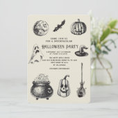 Halloween Party Zwarte Kat Pompoen Kaart (Staand voorkant)