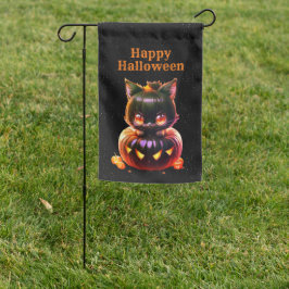 Halloween Party Zwarte Kat Pompoen Nacht Horror Tuinvlag