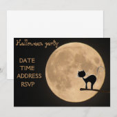 Halloween party zwarte kat volle maan kaart (Voorkant / Achterkant)
