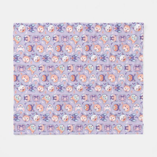 Halloween pastel Cats Fleece Deken (Voorkant (Horizontaal))