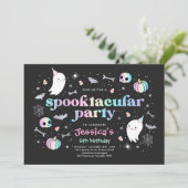 Halloween Pastel Cute Ghost Birthday Spooktacular Kaart (Staand voorkant)