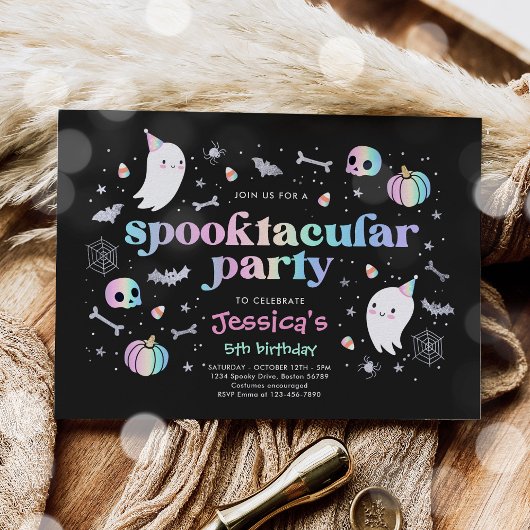 Halloween Pastel Cute Ghost Birthday Spooktacular Kaart