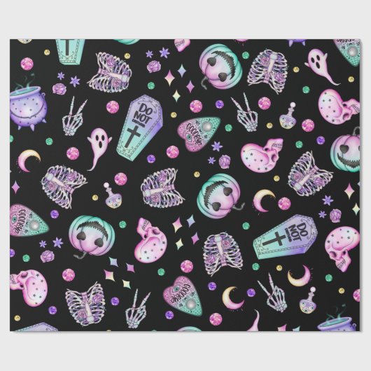 Halloween pastel gothic apothecary and graveyard cadeaupapier (Vlak)