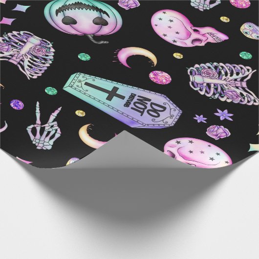 Halloween pastel gothic apothecary and graveyard cadeaupapier (Hoek)