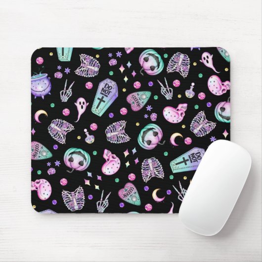 Halloween pastel gothic apothecary and graveyard muismat (Met muis)