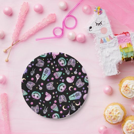 Halloween pastel gothic apothecary and graveyard papieren bordje (Feest)