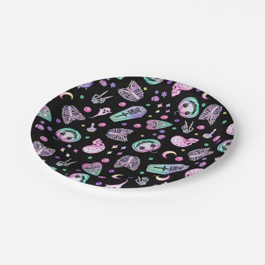 Halloween pastel gothic apothecary and graveyard papieren bordje (Gekanteld)