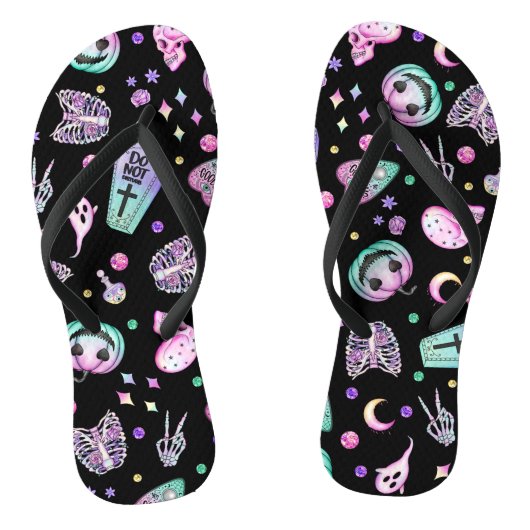 Halloween pastel gothic apothecary and graveyard  teenslippers (Voetbed)