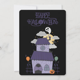 Halloween Pastel Gothic Haunted House Feestdagenkaart
