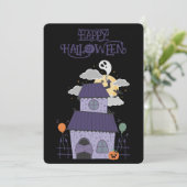 Halloween Pastel Gothic Haunted House Feestdagenkaart (Staand voorkant)