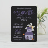 Halloween Pastel Gothic Haunted House Party Kaart (Staand voorkant)