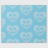 Halloween Pastel gothic valentijn Creepy Heart Blu Cadeaupapier (Vlak)
