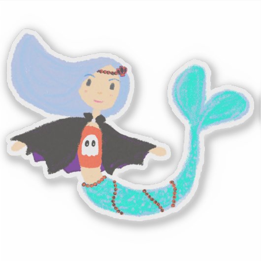 Halloween Pastel Mermaid Vampire Sticker (Voorkant)