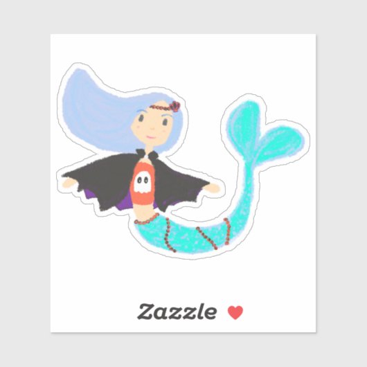 Halloween Pastel Mermaid Vampire Sticker (Vel)