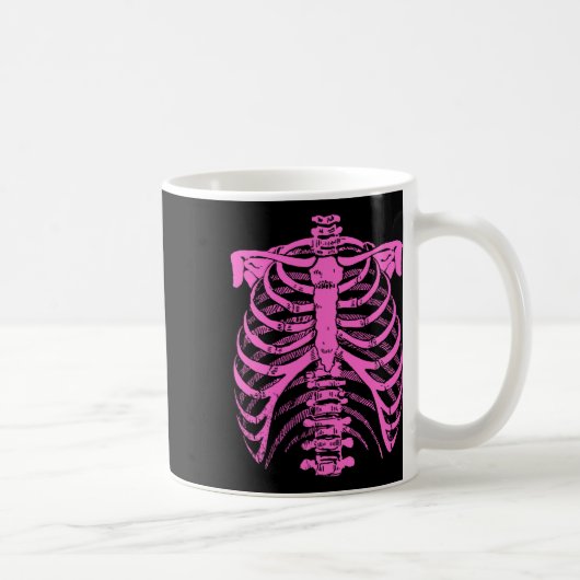 Halloween Pastel Pink Skeleton Rib Cage Koffiemok (Rechts)