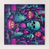 Halloween Pastel Schedels en Pompoenen Legpuzzel (Horizontaal)