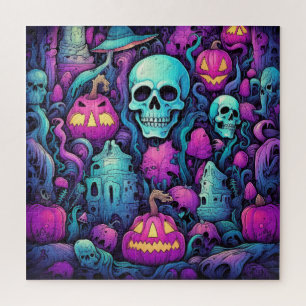 Halloween Pastel Schedels en Pompoenen Legpuzzel