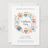 Halloween Pastel Skull Pumpkin Floral Chic Party Kaart (Voorkant)