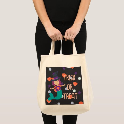 Halloween Pastel Zeemeermin Heks Trick or treat Tote Bag (Voorkant (product))