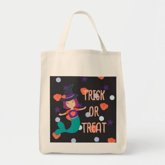 Halloween Pastel Zeemeermin Heks Trick or treat Tote Bag (Voorkant)
