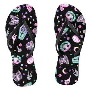 Halloween pastelkleurige gotische apotheek en begr teenslippers