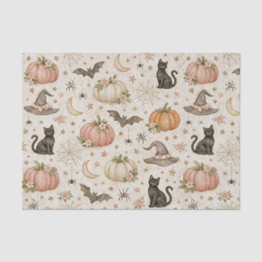 Halloween Pastelkleurige Pompoenen Tissuepapier (Voorkant)