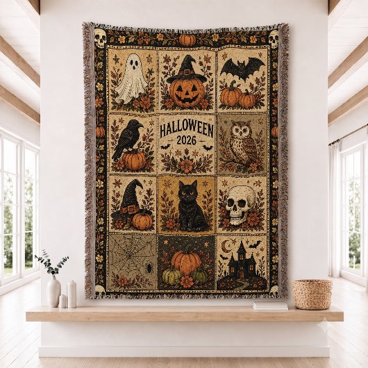 Halloween Patchwork Dekbedset Geweven Worpdeken Deken