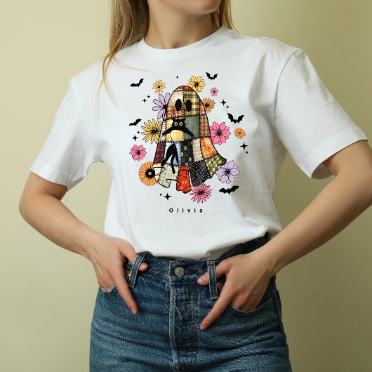 Halloween Patchwork Ghost  T-shirt