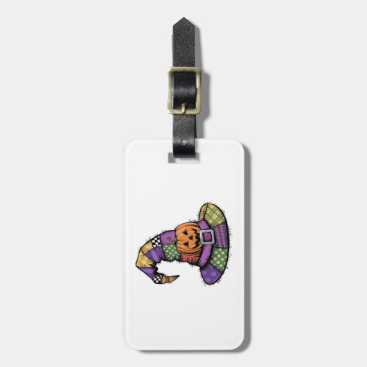 Halloween Patchwork Heksenhoed Griezelig Bagagelabel (Voorkant verticaal)