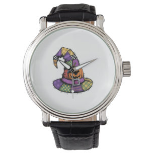 Halloween Patchwork Heksenhoed Griezelig Horloge