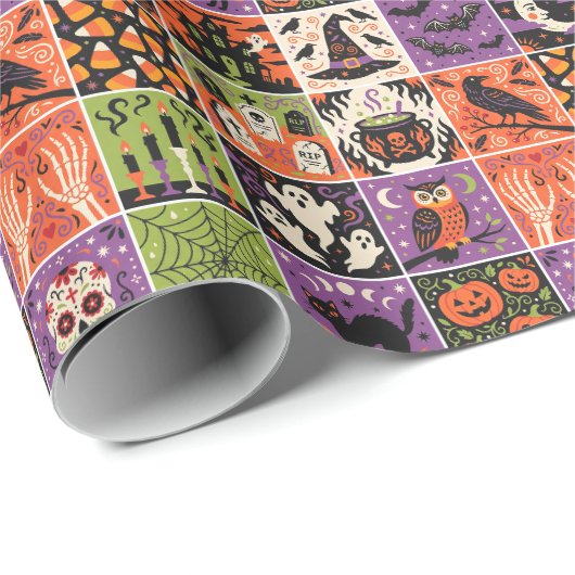 Halloween Patchwork Inpakpapier (Rol Hoek)