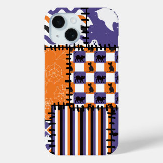 Halloween Patchwork Katten Geesten iPhone 15 Case