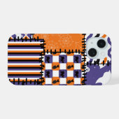 Halloween Patchwork Katten Geesten iPhone 15 Case (Achterkant horizontaal)