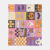 Halloween Patchwork Pattern – Feestelijke Pleinen Fleece Deken (Voorkant)