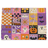 Halloween Patchwork Pattern – Feestelijke Pleinen  Groot Cadeauzakje (Voorkant)