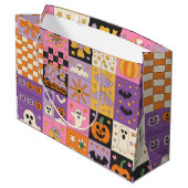 Halloween Patchwork Pattern – Feestelijke Pleinen  Groot Cadeauzakje (Achterkant Gekanteld)