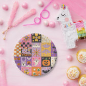 Halloween Patchwork Pattern – Feestelijke Pleinen  Papieren Bordje (Feest)