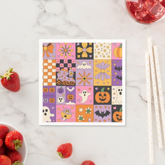 Halloween Patchwork Pattern – Feestelijke Pleinen Servet (Insitu)