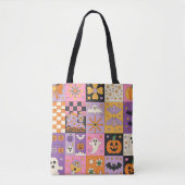 Halloween Patchwork Pattern – Feestelijke Pleinen Tote Bag (Voorkant)