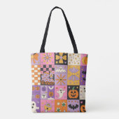 Halloween Patchwork Pattern – Feestelijke Pleinen Tote Bag (Achterkant)
